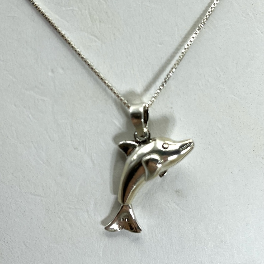 Elegant Sterling Silver Dolphin Necklace
